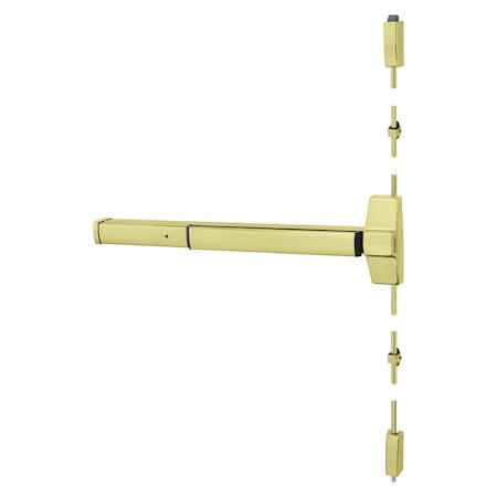 Surface Vertical Rod Exit Device, 36-in, Motorized Latch Retraction, Bright Brass